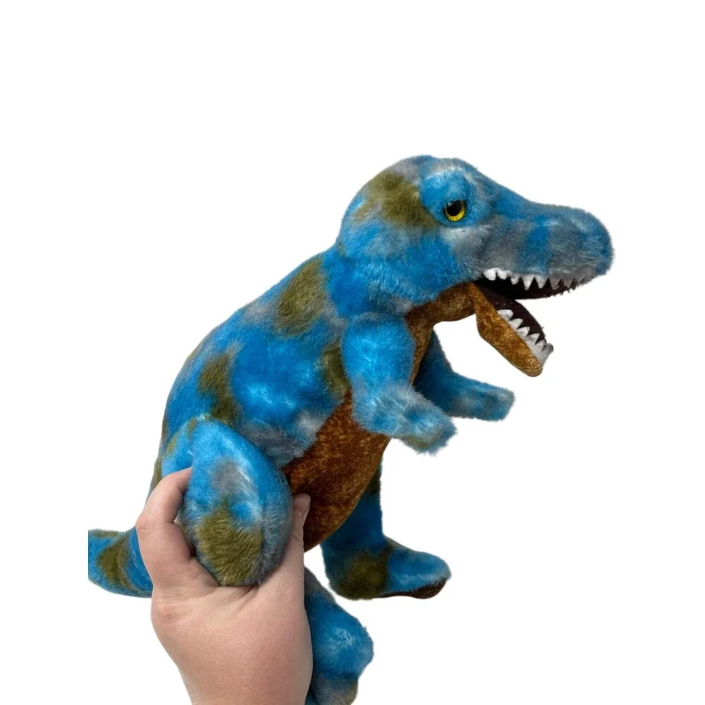 Aurora Plush Toy Unisex Size Small Blue Brown Spotted T-Rex Dinosaur Stuffed